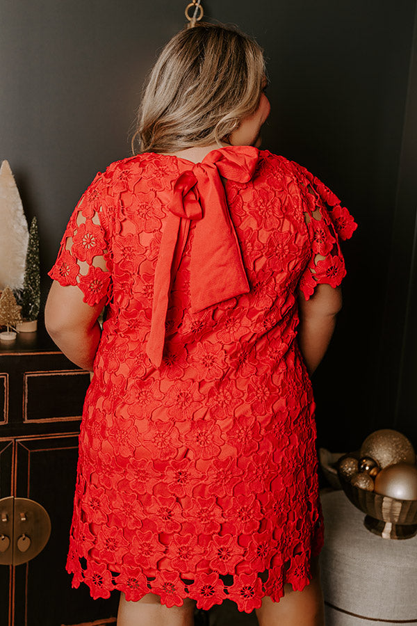 Dainty Darling Crochet Mini Dress in Red Curves