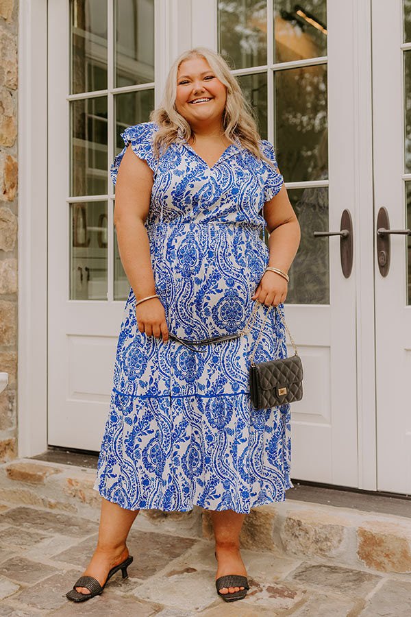 Riviera Rendezvous Satin Midi in Royal Blue Curves Image - 3