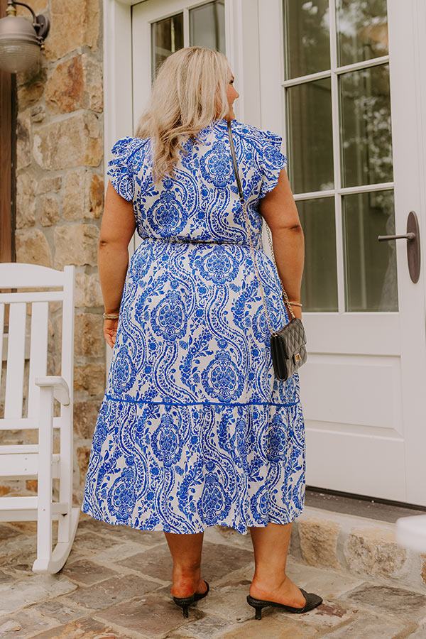 Riviera Rendezvous Satin Midi in Royal Blue Curves Image - 2