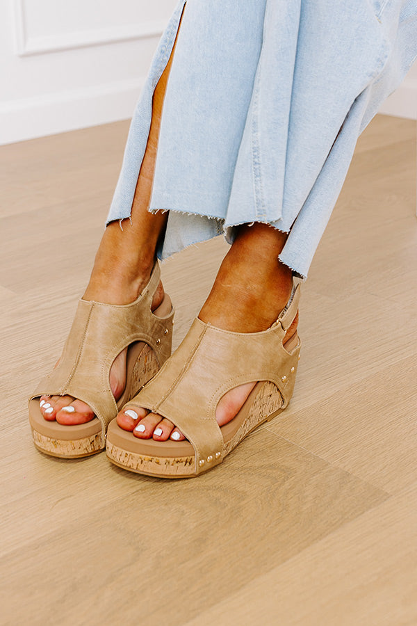The Blair Faux Leather Wedge in Tan