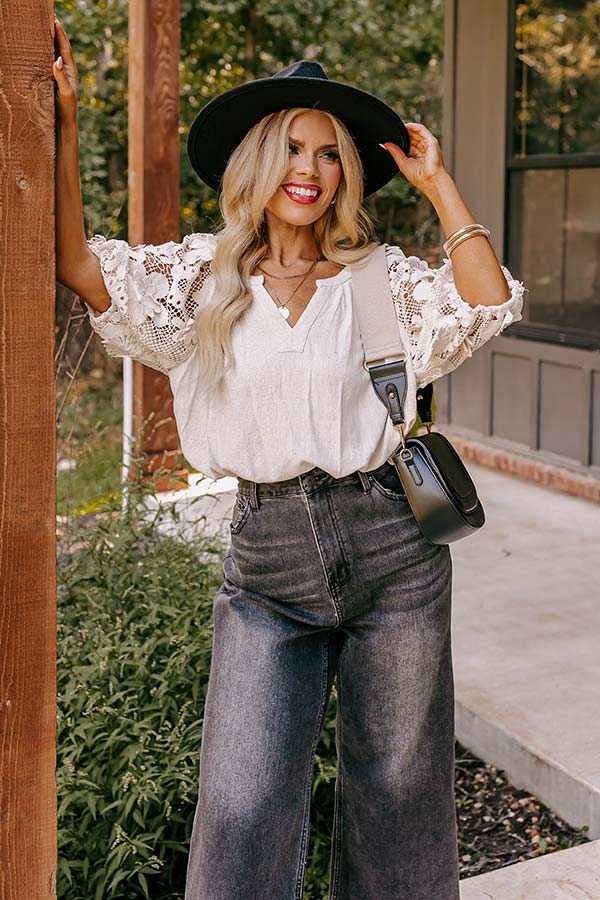 Boho Love Linen-Blend Shift Top in Light Oatmeal Curves