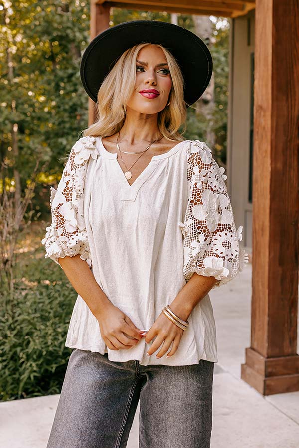 Boho Love Linen-Blend Shift Top in Light Oatmeal Curves