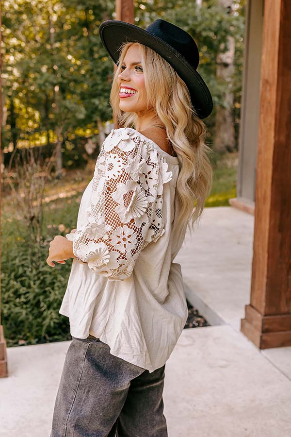 Boho Love Linen-Blend Shift Top in Light Oatmeal Curves