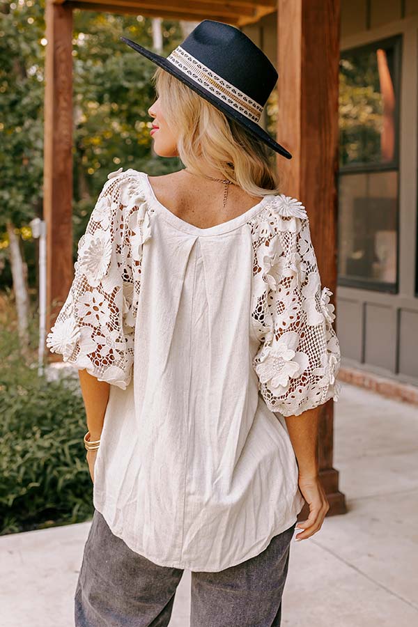 Boho Love Linen-Blend Shift Top in Light Oatmeal Curves