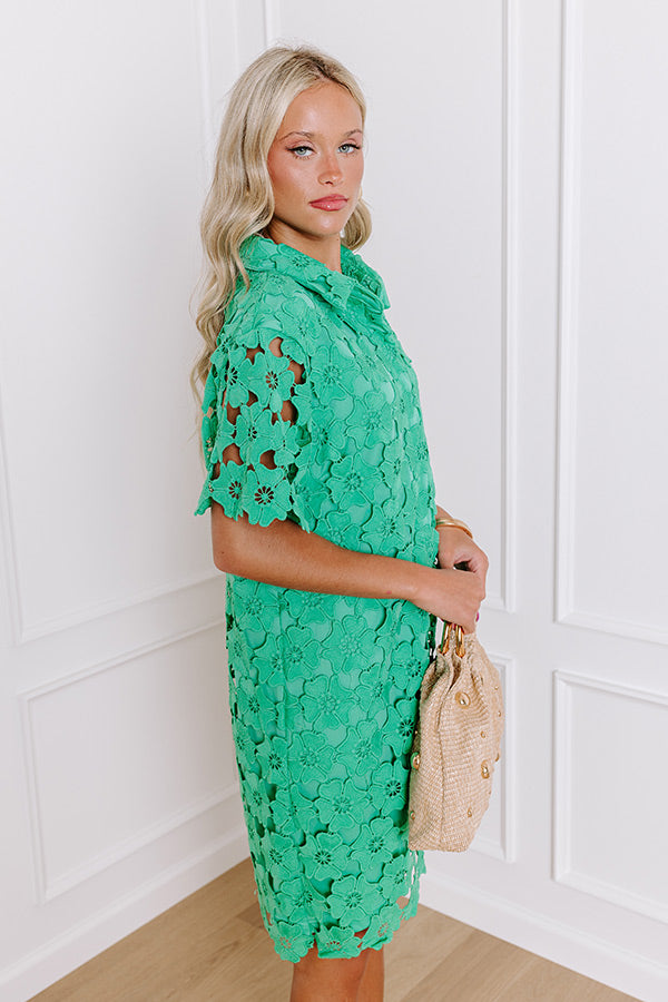 Sunshine Sunday Crochet Mini Dress in Emerald