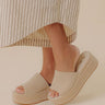 The Josephine Faux Suede Platform Sandal in Beige Image - 1