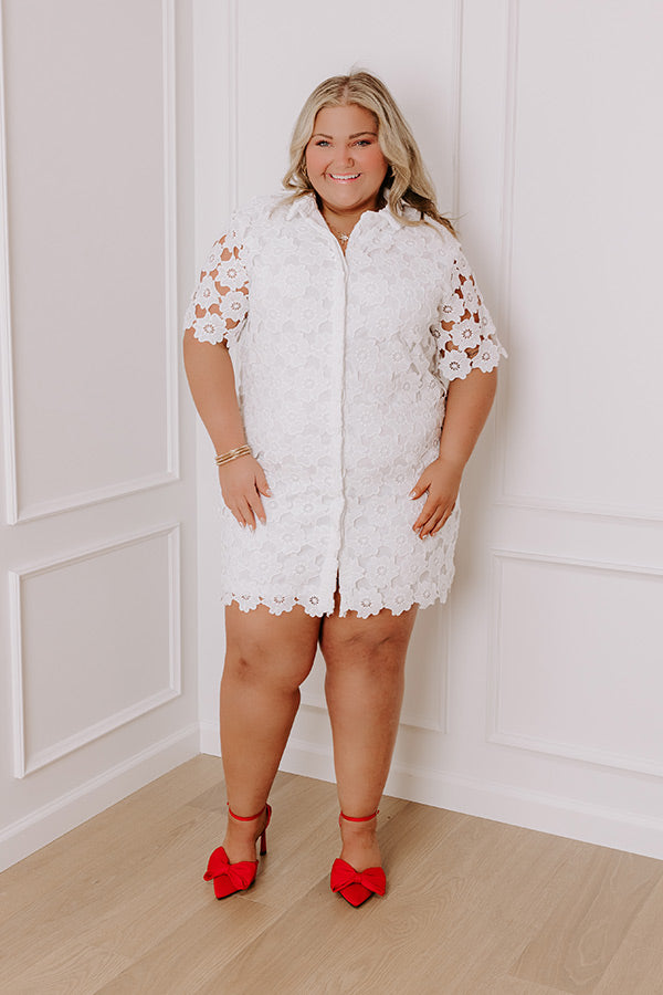 Sunshine Sunday Crochet Mini Dress in White Curves 1XL / White