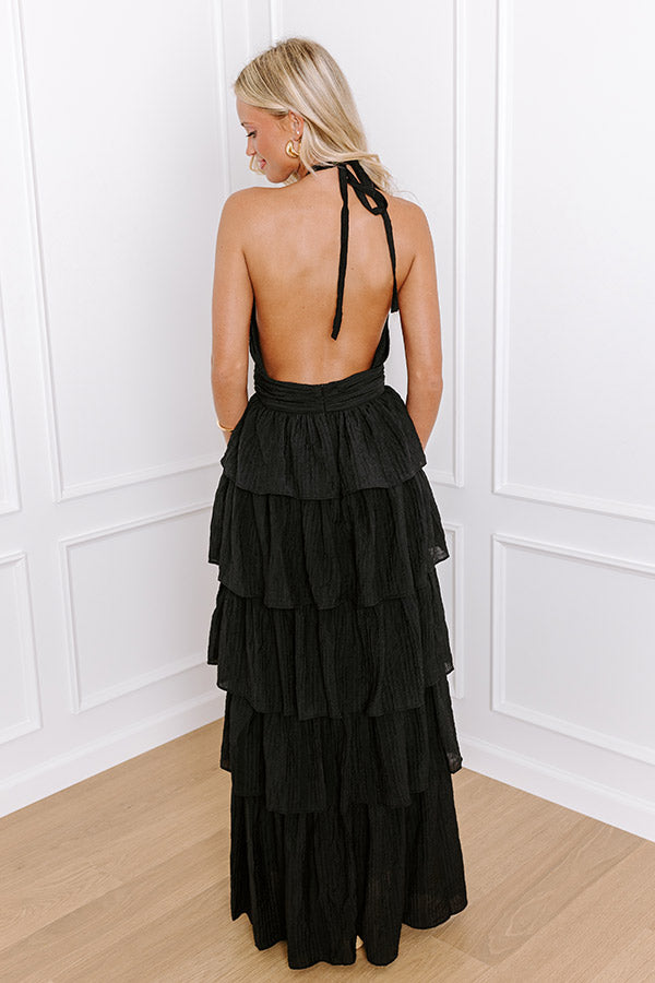 black tier maxi dress Beloved Bliss Tiered Maxi Dress in Black