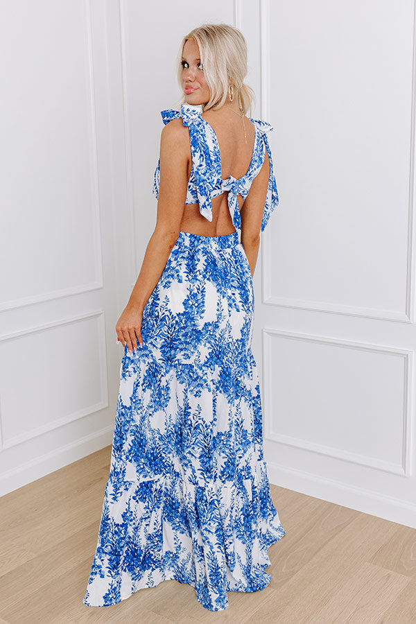 Tea Garden Party Maxi Dress in Blue