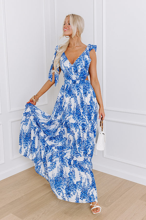Tea Garden Party Maxi Dress in Blue