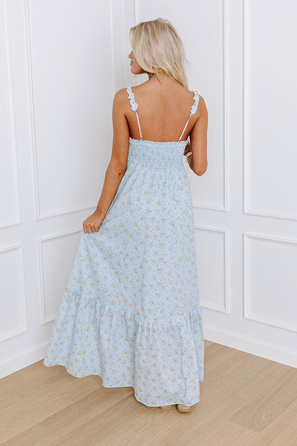 Boho Blooms Maxi Dress in Sky Blue