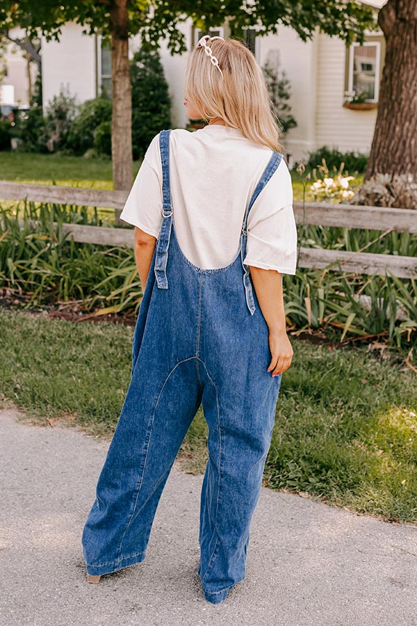 Latte Break Denim Jumpsuit Curves