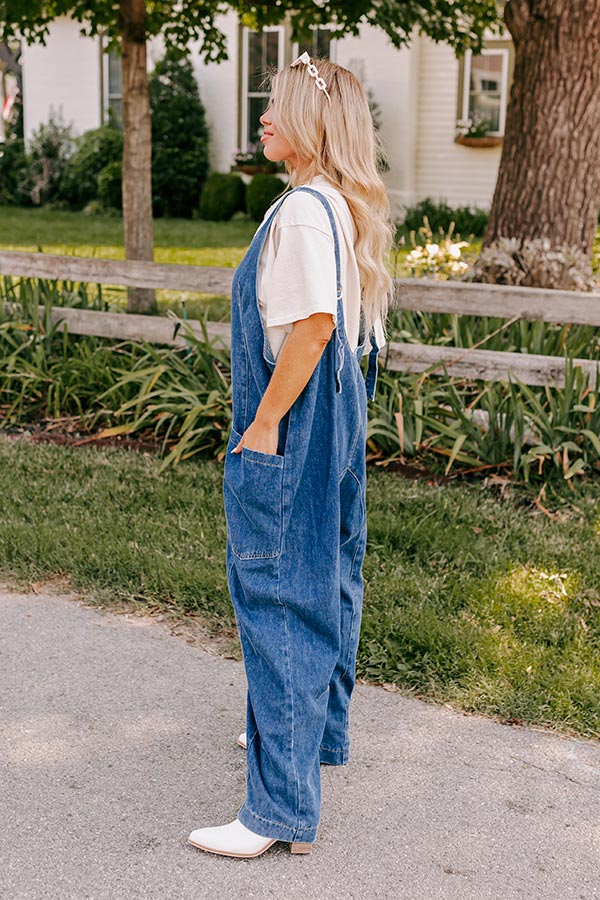 Latte Break Denim Jumpsuit Curves