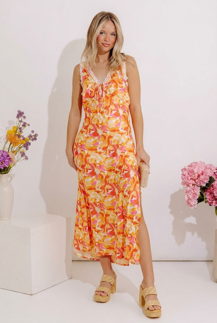 Resort Chic Satin Midi in Honey Image - 1