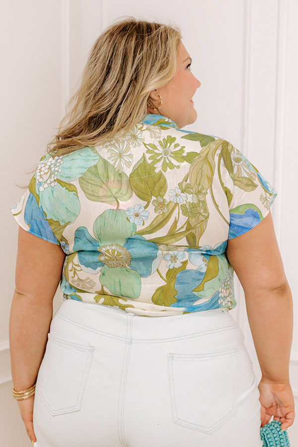 Tropicana Trendsetters Floral Button Up Curves cream Elite Elegance Satin Button Up In Cream 