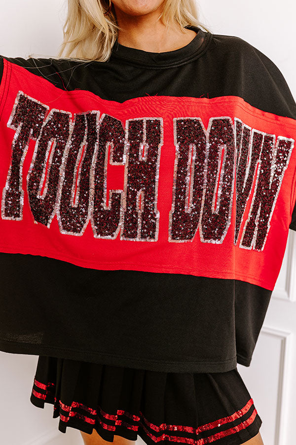 It's a Touch Down Sequin Oversized Tee in Black