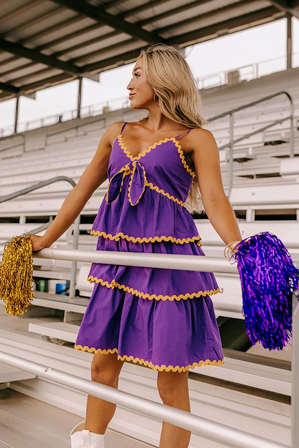 Spirit Squad Tiered Mini Dress in Purple