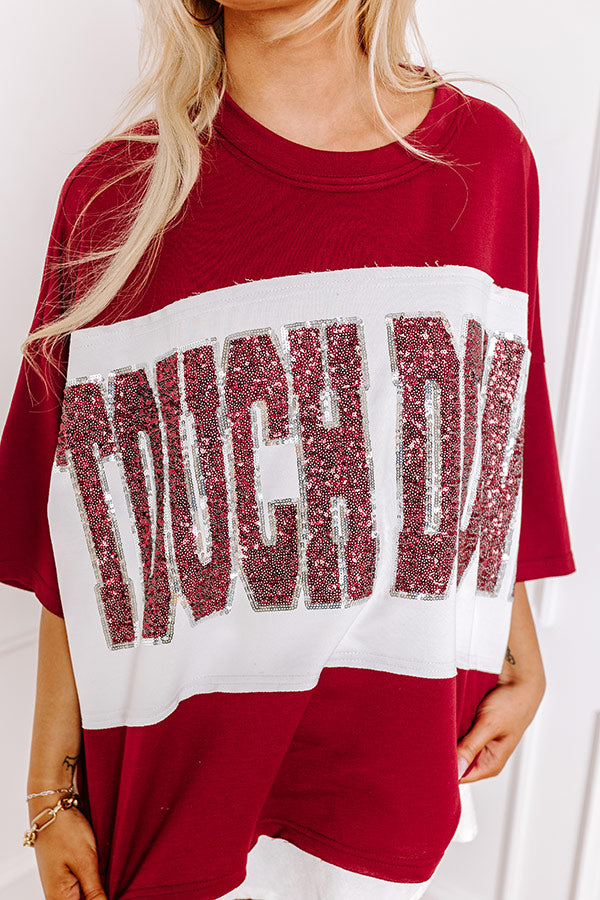 It's a Touch Down Sequin Oversized Tee in Red