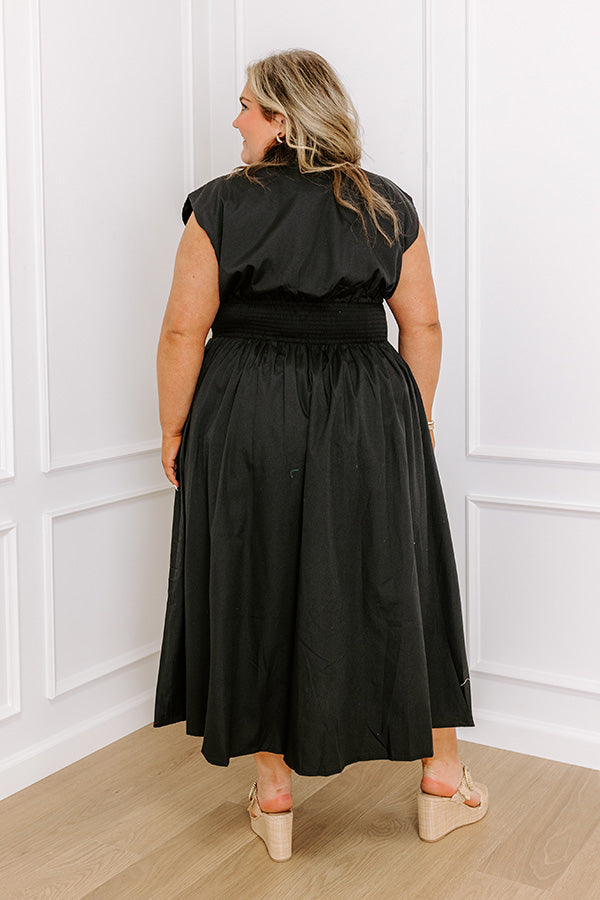 Chic Ensemble Midi Dress in Black Curves