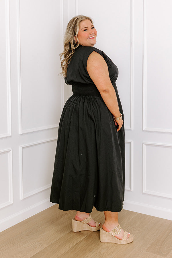 Chic Ensemble Midi Dress in Black Curves