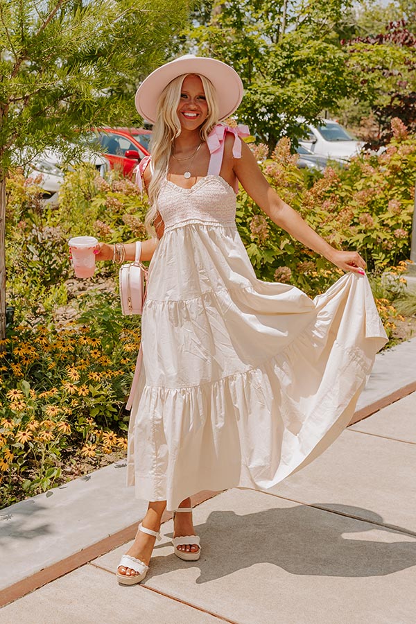 Classic Cutie Smocked Maxi Dress in Cream