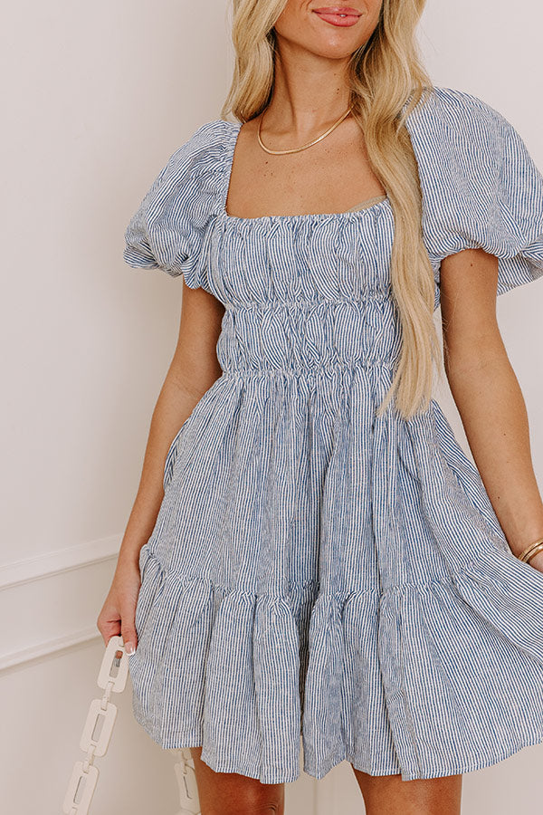 Chic Couture Linen Mini Dress L / blue Chic Couture Linen Mini Dress L / blue