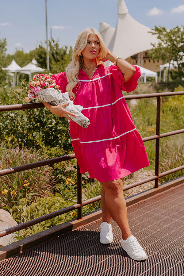 Porch Swing Sippin' Mini Dress in Hot Pink Curves Porch Swing Sippin' Mini Dress in Hot Pink Curves