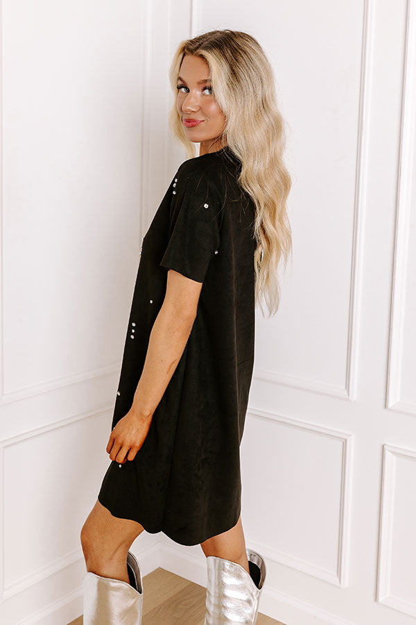 Rooftop Soiree Faux Suede Embellished Mini Dress