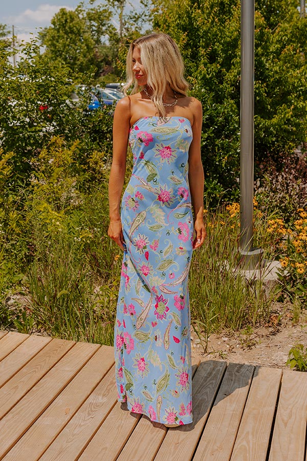 Boho Energy Floral Maxi Dress S / sky blue Boho Energy Floral Maxi Dress S / sky blue