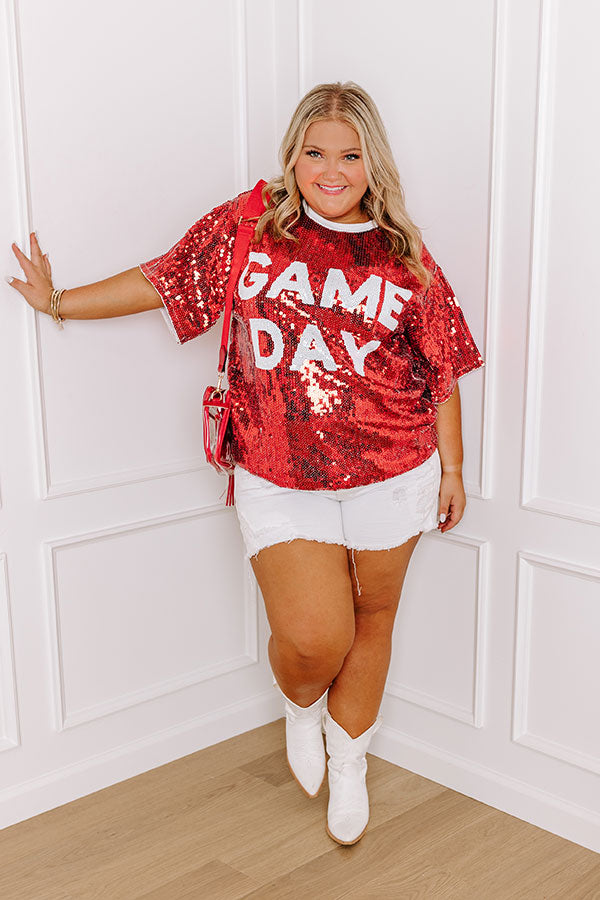 Gameday Sequin Tunic in Red Curves