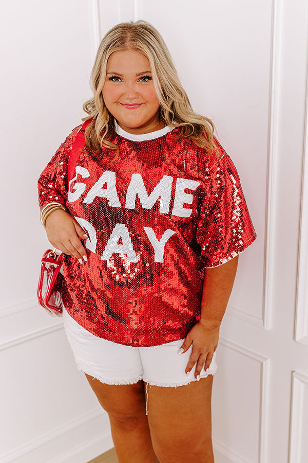 Gameday Sequin Tunic in Red Curves