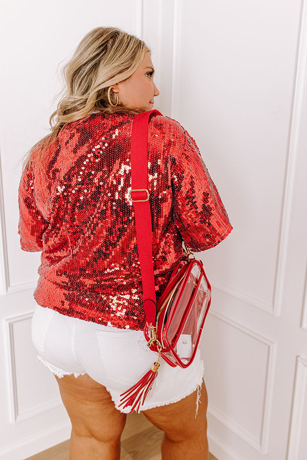 Gameday Sequin Tunic in Red Curves