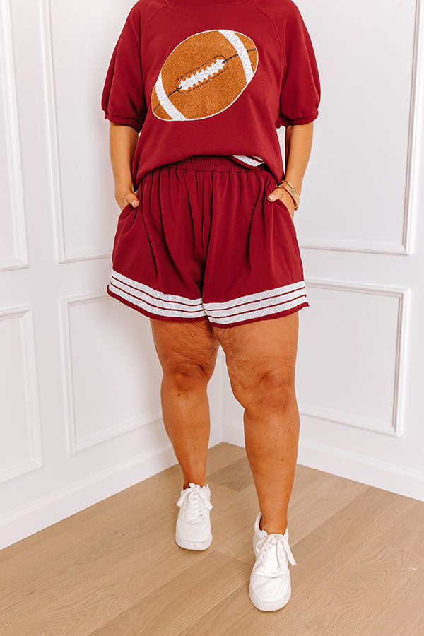 Sideline Social High Waist Sequin Shorts in Crimson Curves   