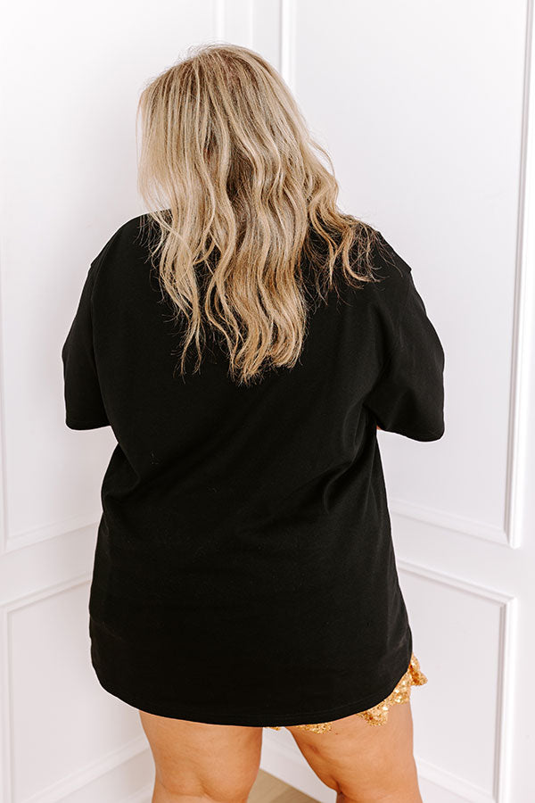 The Final Touch Down Sequin Oversized Tee in Black Curves