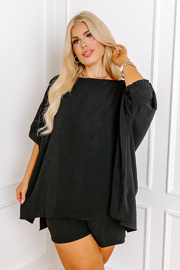 Boardwalk Bliss Shift Top in Black Curves