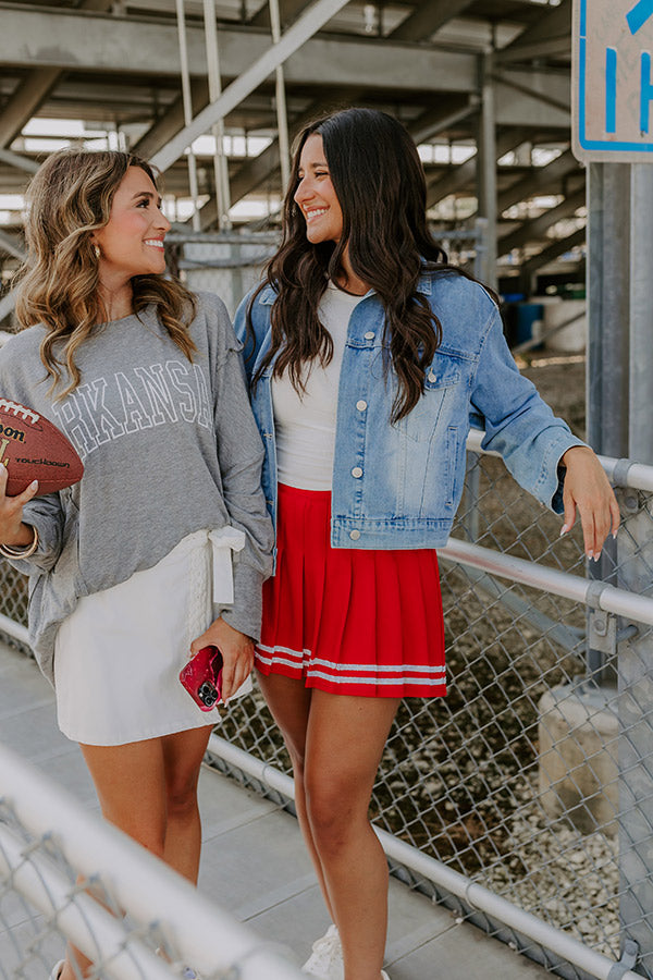 Pep Squad High Waist Pleated Skort in Red