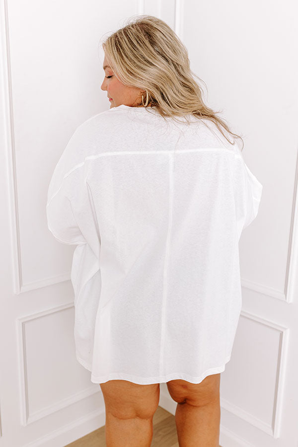 Game Day Charm Sequin Oversized Tee in White Curves