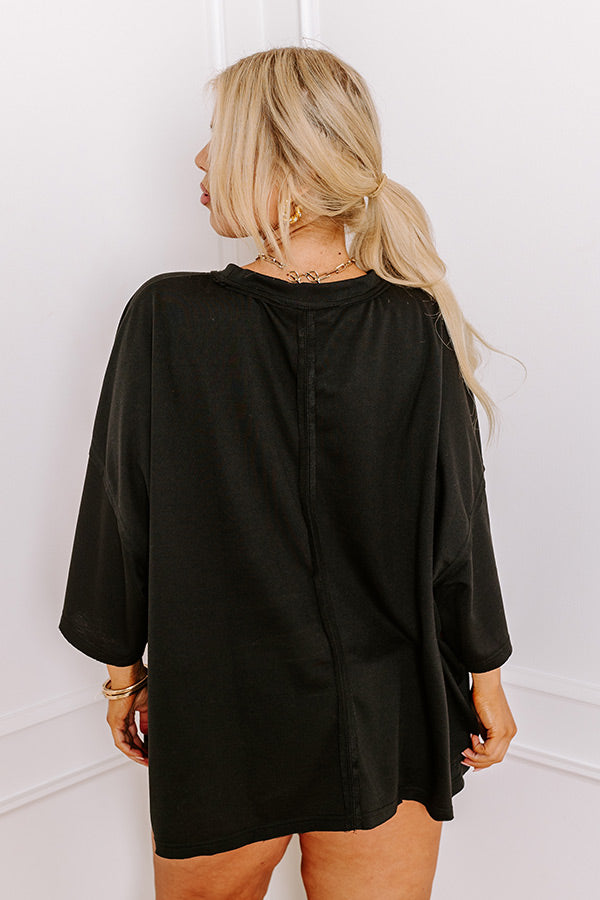 It's a Touch Down Sequin Oversized Tee in Black Curves