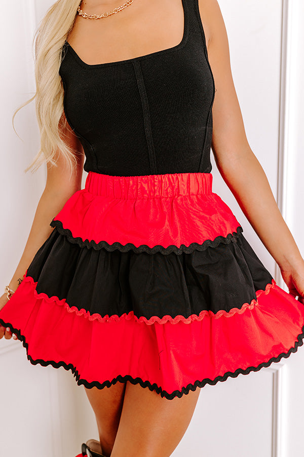 Tailgate Cutie High Waist Tiered Mini Skirt in Red