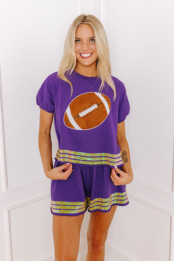 Sideline Social Embroidered Top in Purple