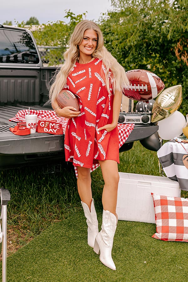 School Spirit Sequin Embroidered Mini Dress in Arkansas