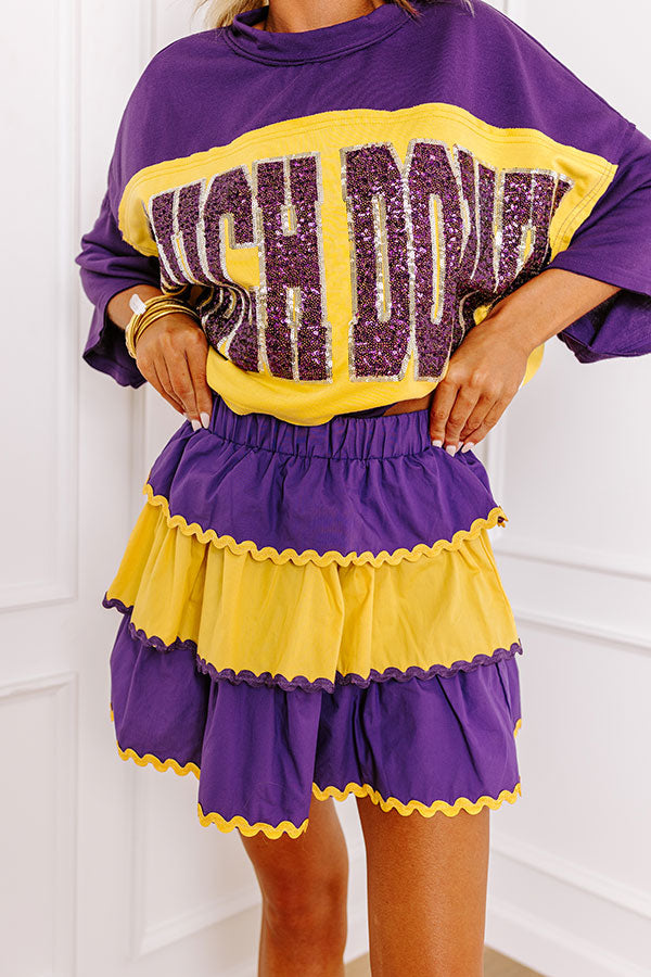 Tailgate Cutie High Waist Tiered Mini Skirt in Purple