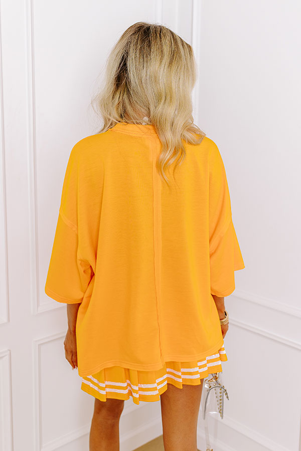 It's a Touch Down Sequin Oversized Tee in Orange