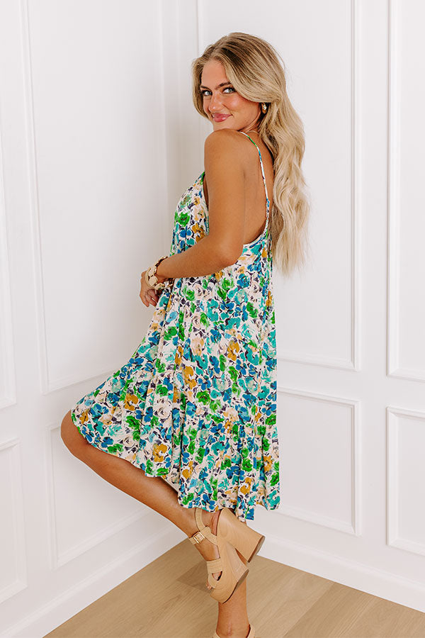 Sweet Reminder Floral Shift Dress in Turquoise