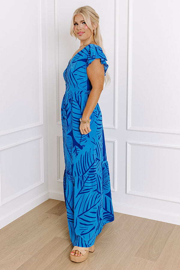 Front Porch Sippin' Maxi Dress in Blue Curves