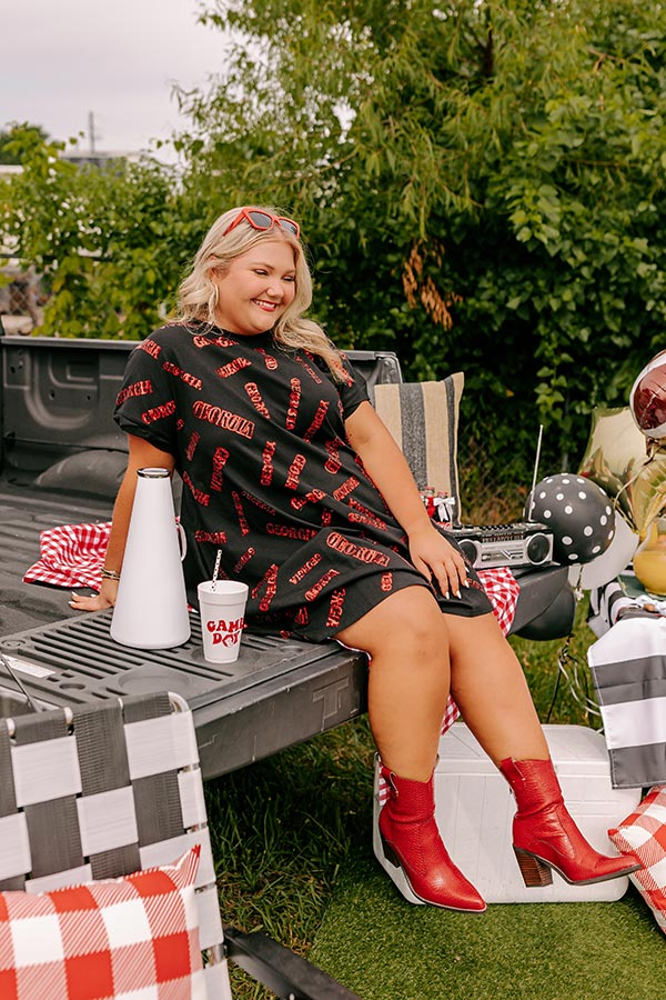 School Spirit Sequin Embroidered Mini Dress in Georgia Curves