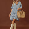 Living For Lake Life Chambray Mini Dress in Light Wash Image - 1