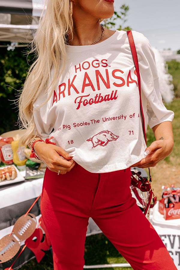 Hogs Football Graphic Crop Tee