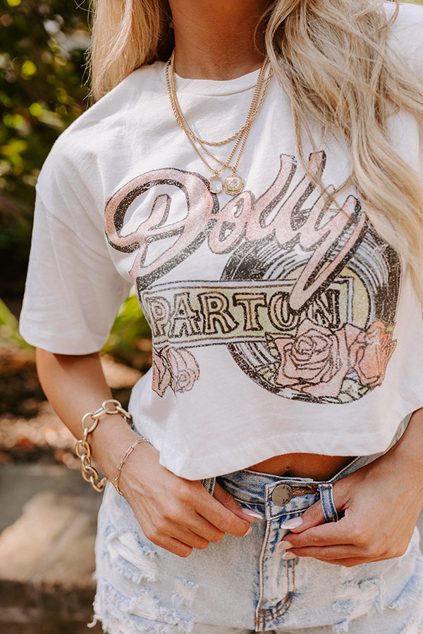 Dolly Parton Rose Record Vintage Crop Tee