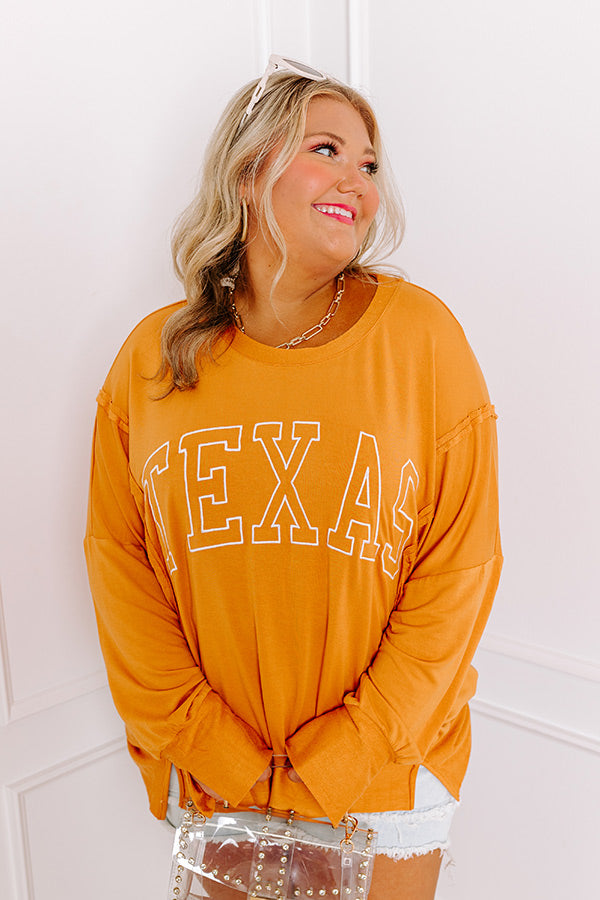 Texas Embroidered Oversized Top in Rust Curves